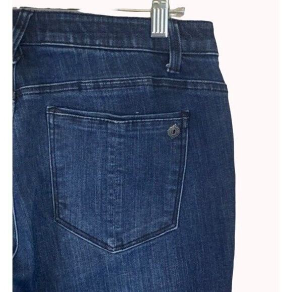 Democracy Ab Solution Distressed Jean Women Sz 6 Crop Raw Hem Dark Wash Stretch - Picture 5 of 14